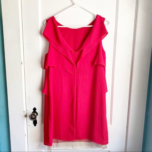 BCBGMAXAZRIA Runway Cardine Drape Chiffon V-Neck Dress Style Red Size Small S - Picture 11 of 14